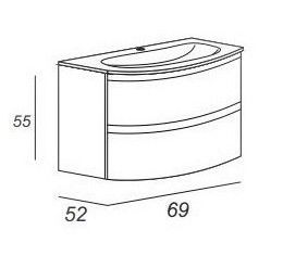 Тумба под раковину Cezares 69x55 Bianco lucido Vague 44220